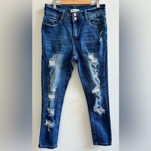 👖LUNA NORA Distressed Blue Skinny Jeans for Women’s Size:10
